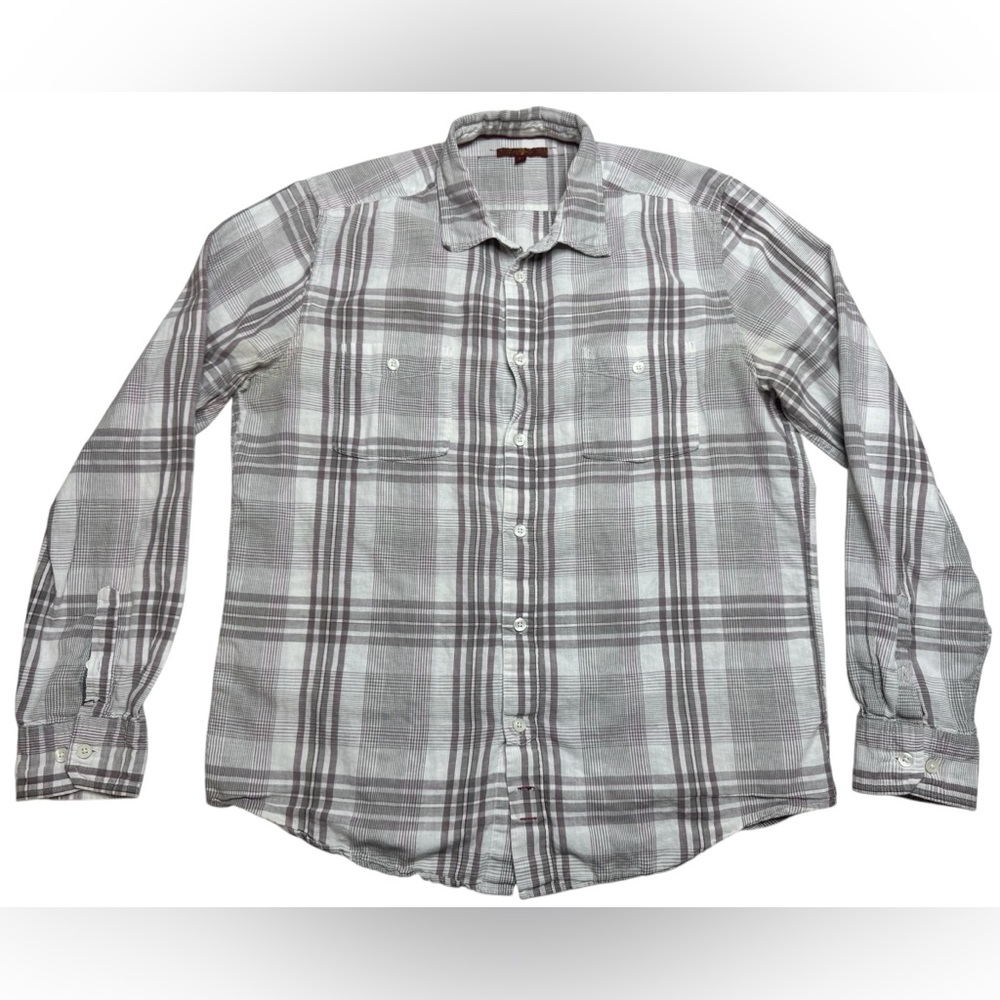 7 for all Mankind Casual Long Sleeve Button Down Plaid Womens Large